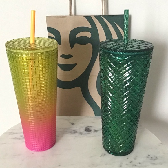 Starbucks Set Of Two Venti Tumblers Studded Grid New With Tag - Picture 7 of 9